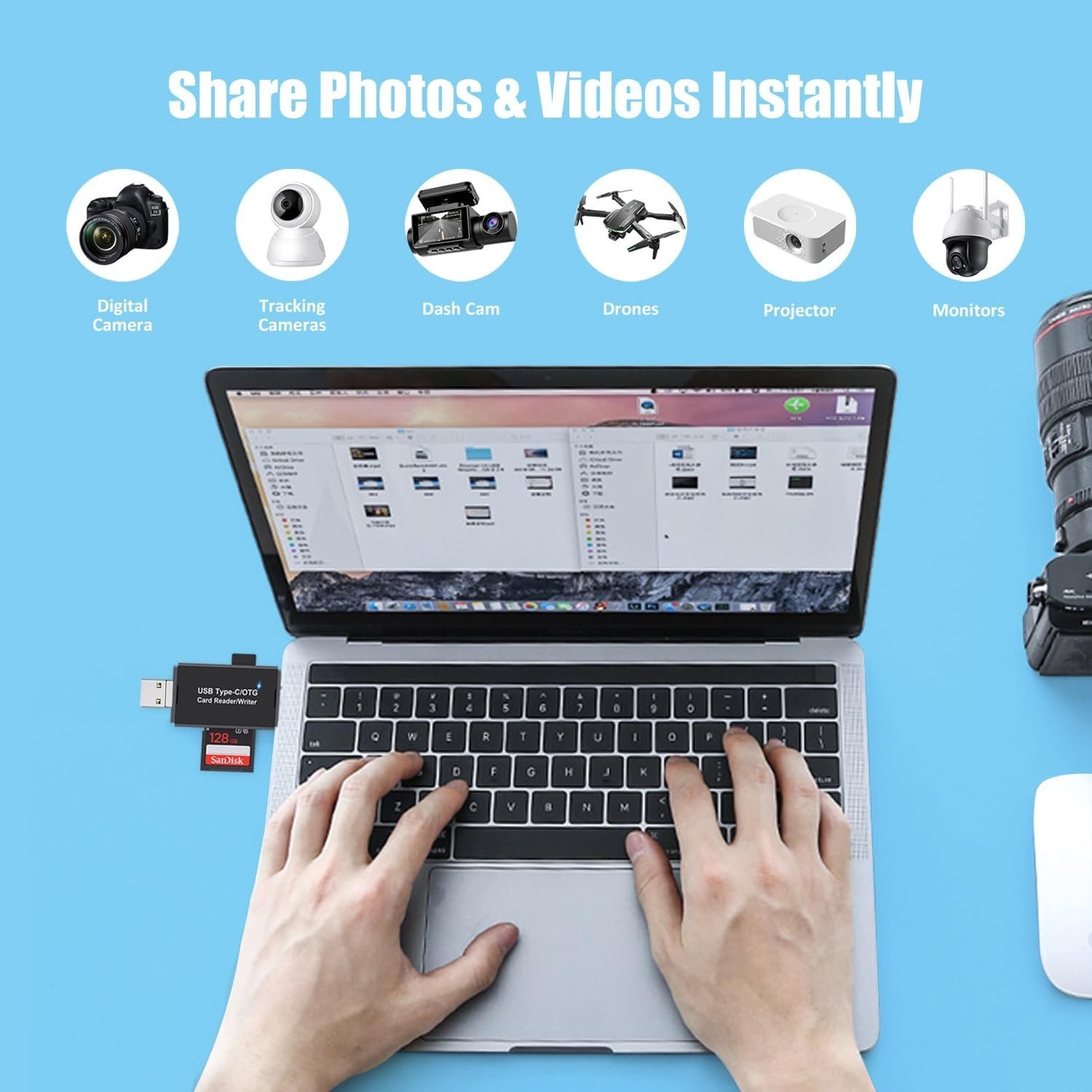 Plug & Play Portable SD Card Reader - Multi-Format Adapter for All Devices