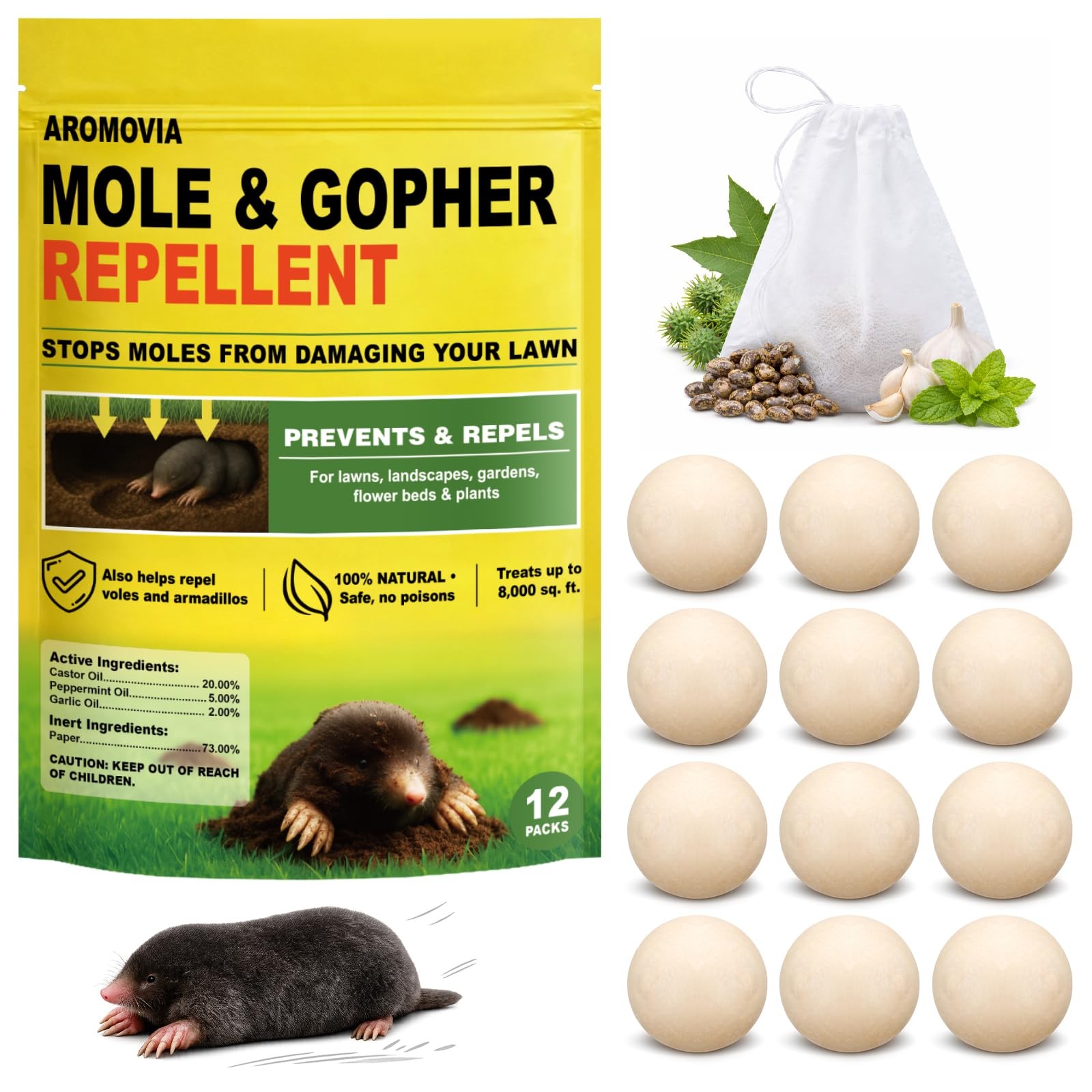 Aromovia Mole Repellent For Lawns And Yard Mole And Groundhog Repellent Outdoor