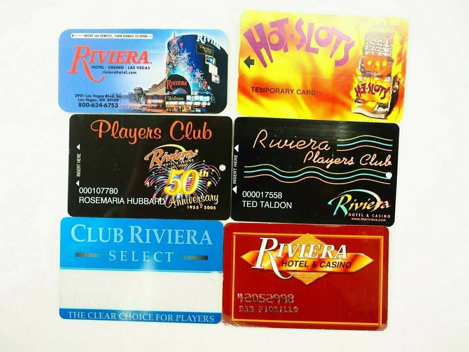 Riviera Hotel and Casino Las Vegas Room and Players Club Cards 6 Types You Pick