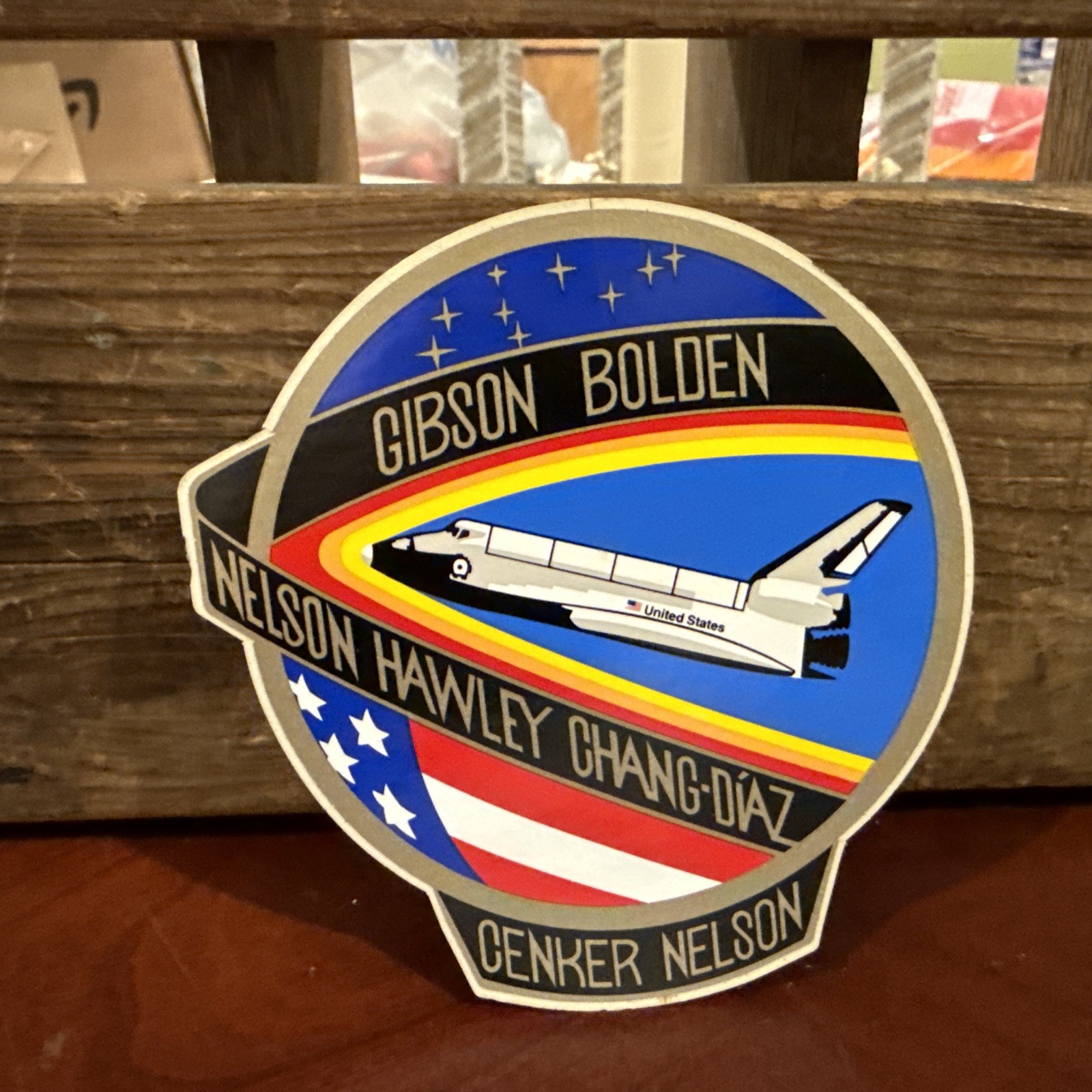 US Space Gibson Bolden Nelson Hawley Chang-Diaz Cenker Nelson Mission Sticker