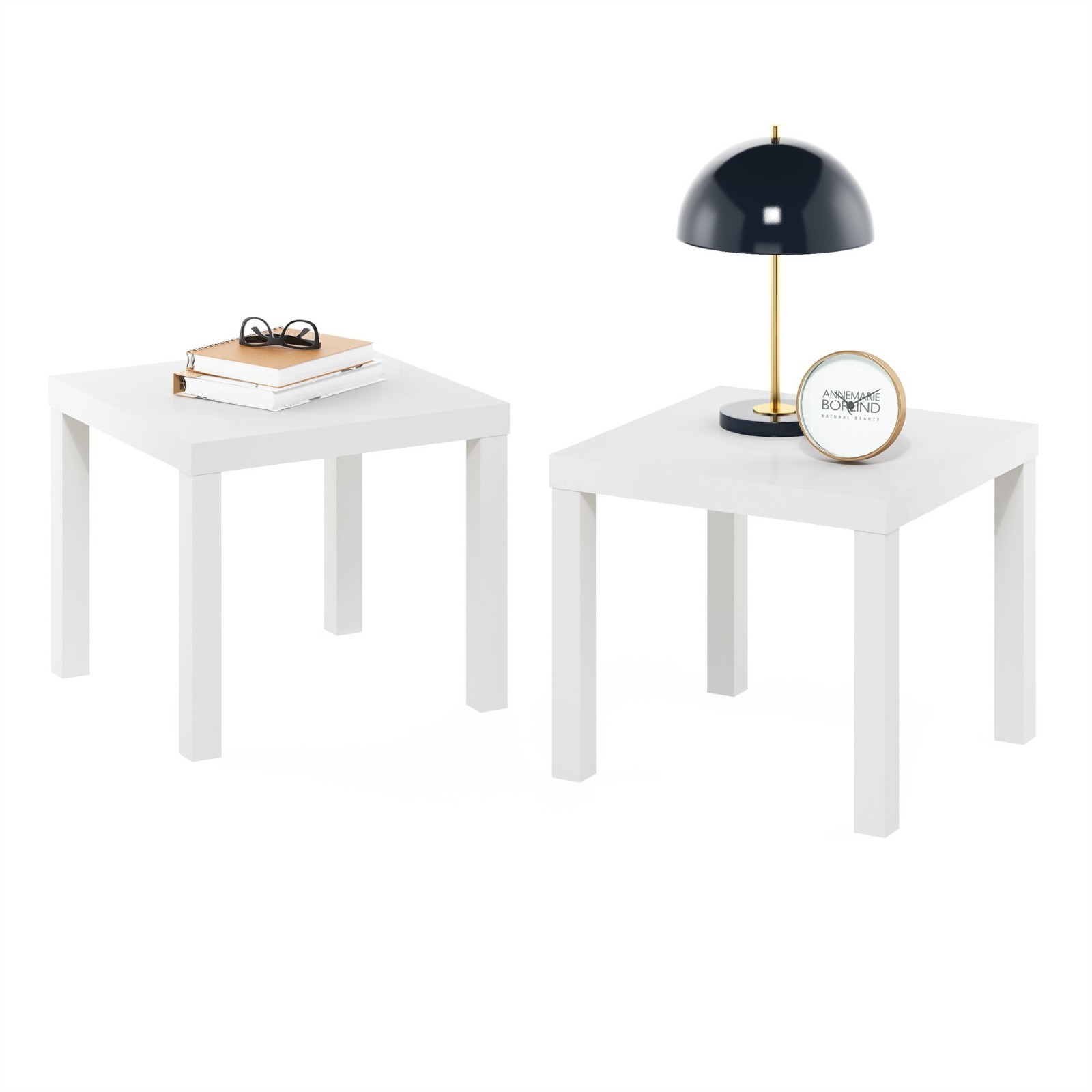 Classic Square Side Table, Set of 2, White