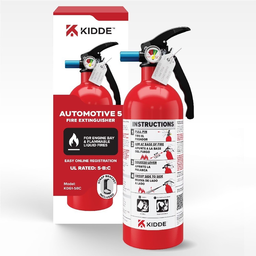 Fire Extinguisher for Vehicles, Single-Use, Dry Chemical, 5BC, Strap Bracket