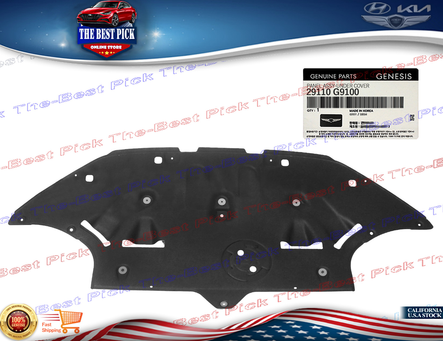 ⭐ GENUINE OEM ⭐ 3.3L Panel Assembly Under Cover 2019-2025 Genesis G70 29110G9100