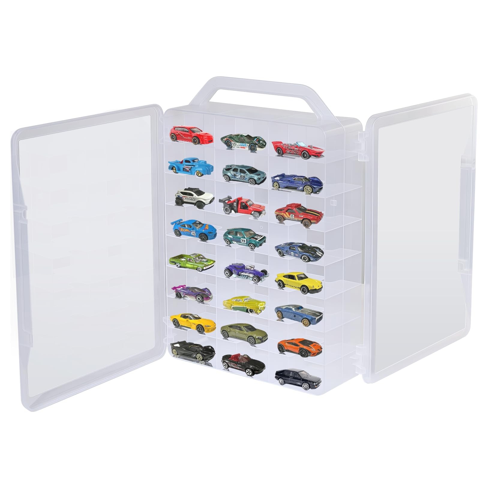 Ngdiluxury Double Sided Storage Case for Hot Wheels 48-Cars, Clear