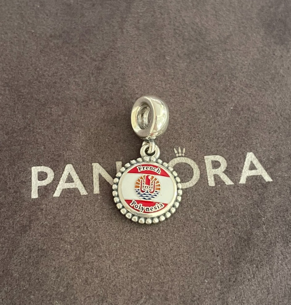 Pandora Polynesia Flag Dangle Charm S925 Sterling Silver Jewelry
