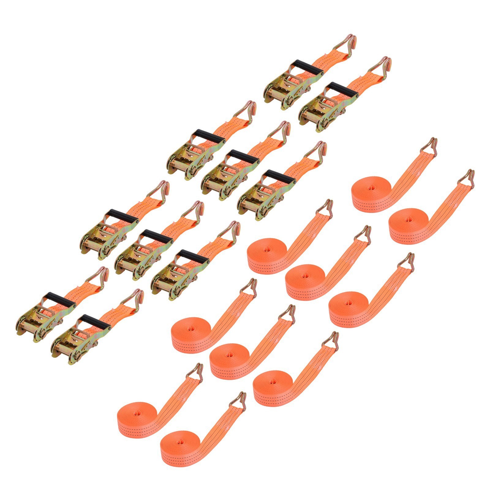10 Pack Heavy Duty 1.5" × 20' 4000 Lbs Ratchet Straps J Hook Tie Downs Orange