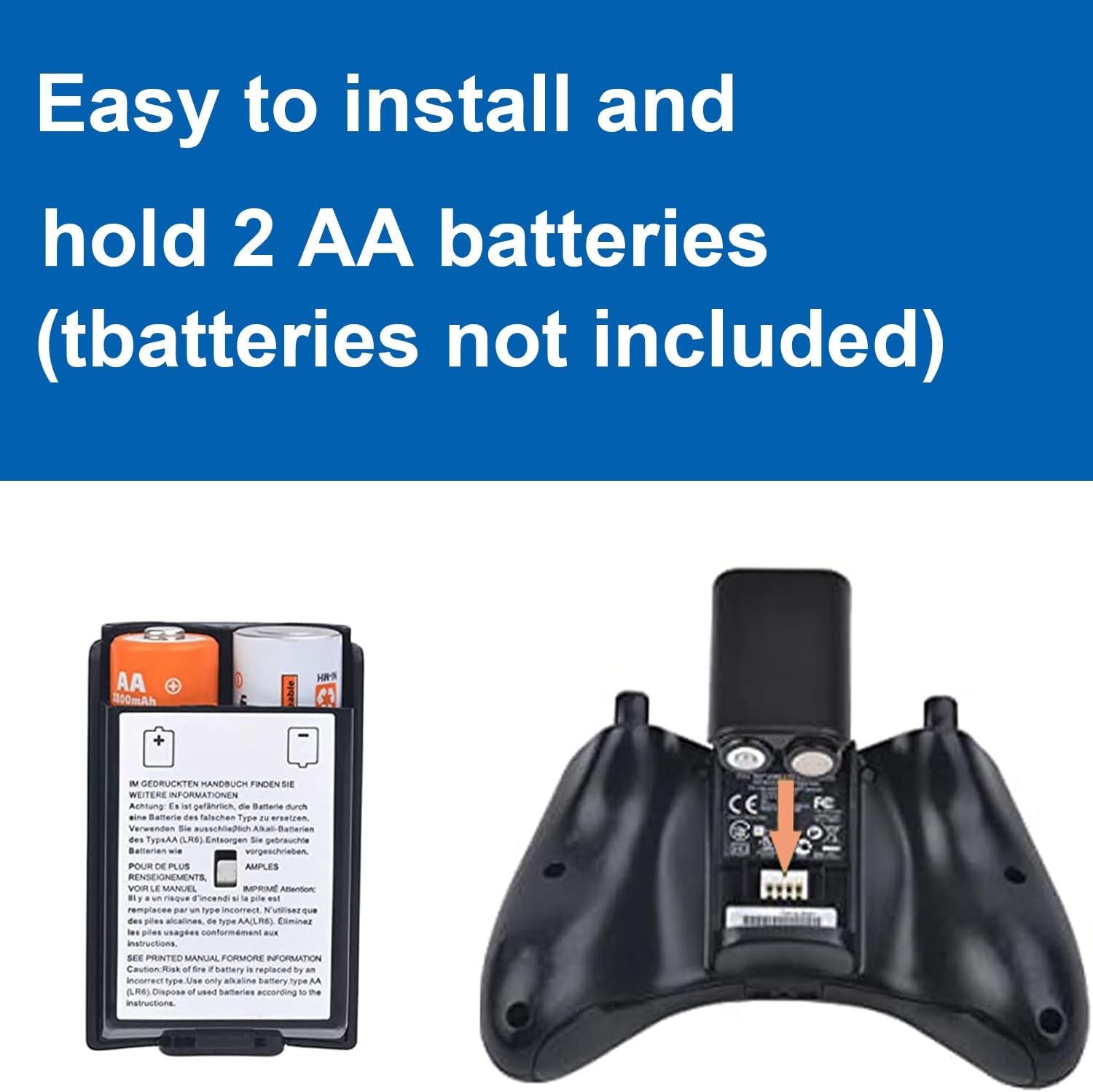 2 X AA Battery Back Cover Case Shell Pack For Xbox 360 Wireless Controller Black