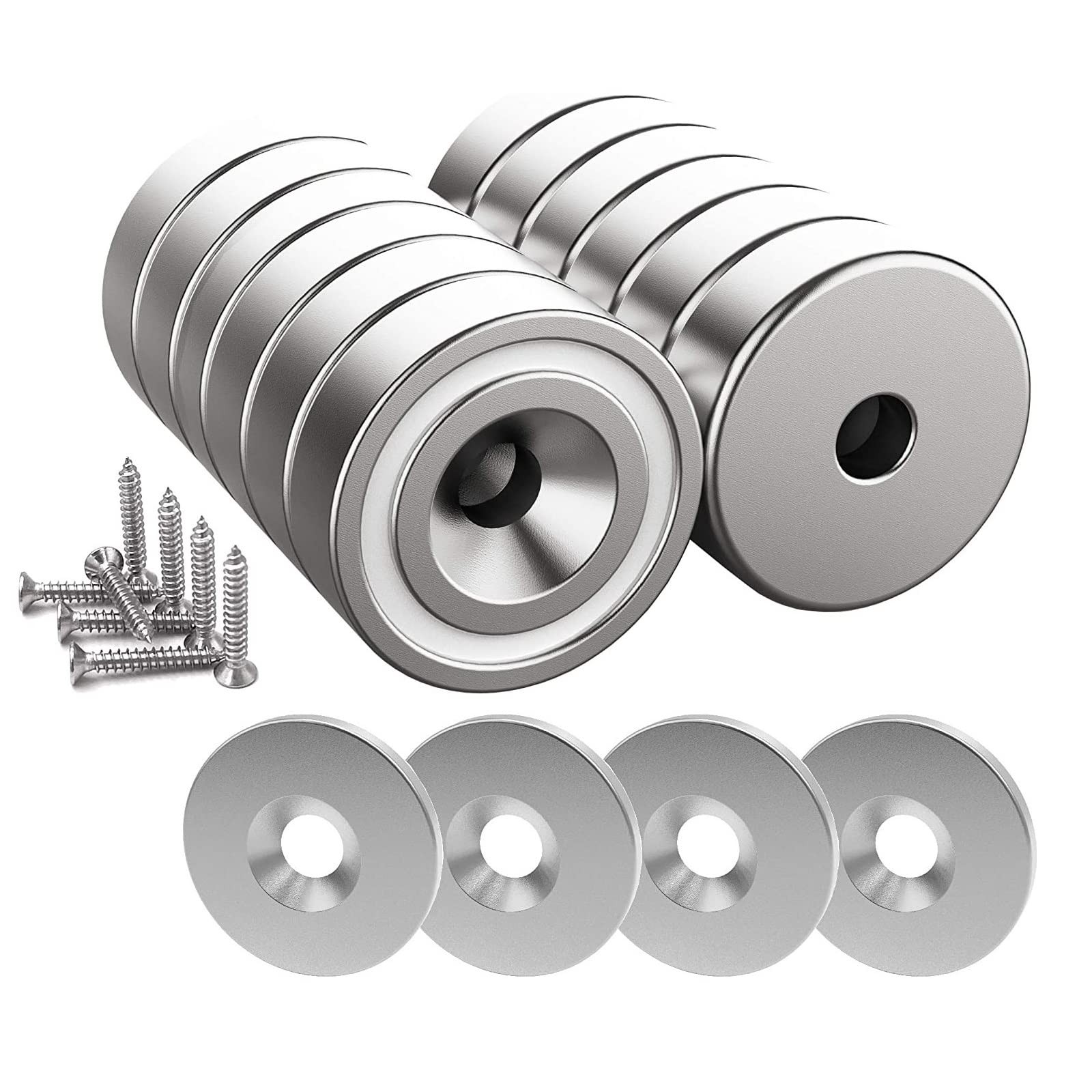 Magnetpro 12 Pieces Neodymium Magnets 25 LB Force, 25LB-12PCS, Bright Silver