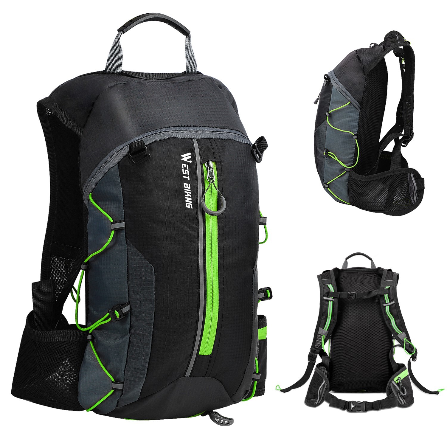WEST BIKING Cycling Bag Outdoor Hiking Daypack Hydration Pack Backpack 10L Green