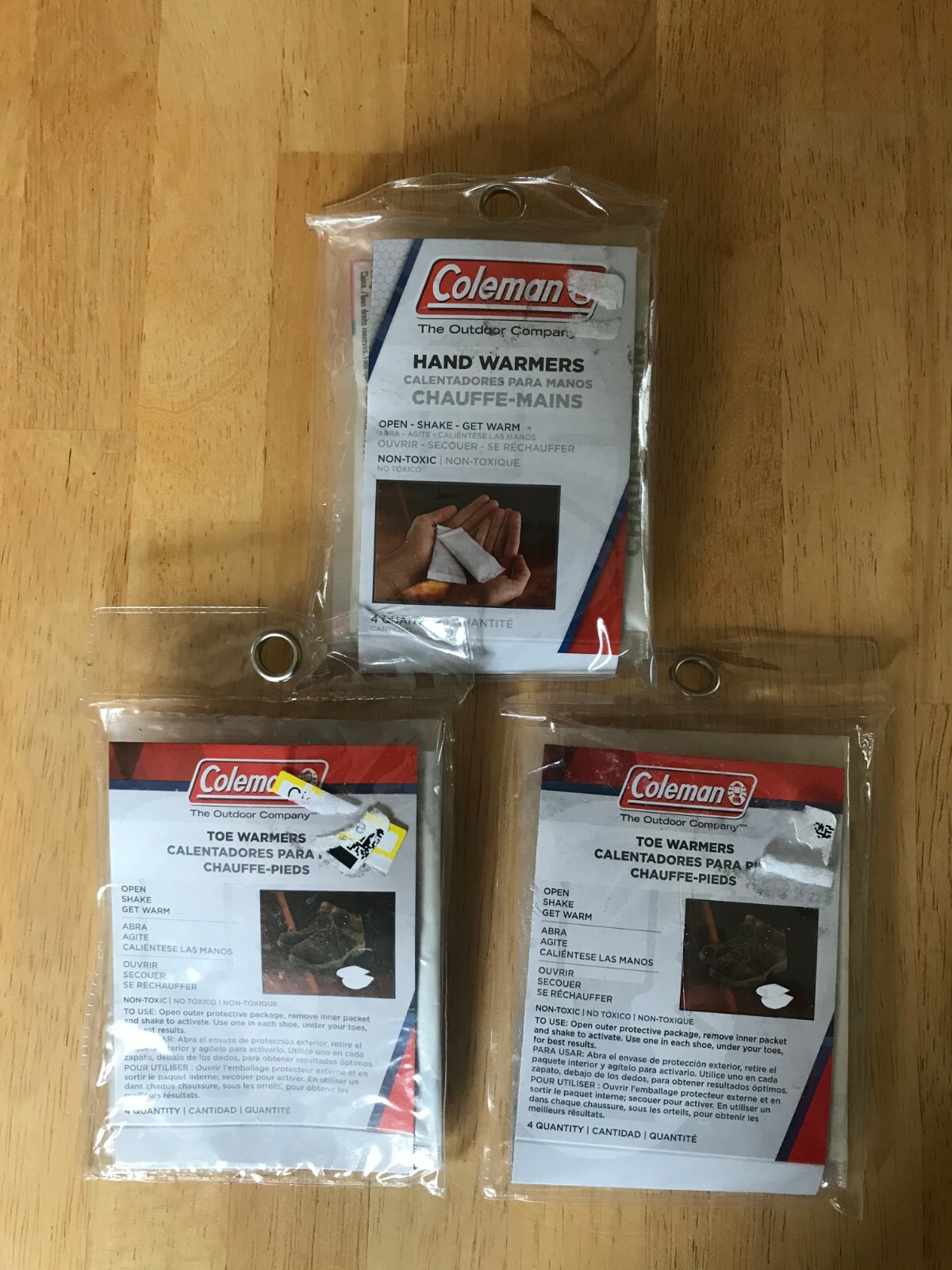 3x LOT Coleman Toe & Hand Warmers 4-Pack