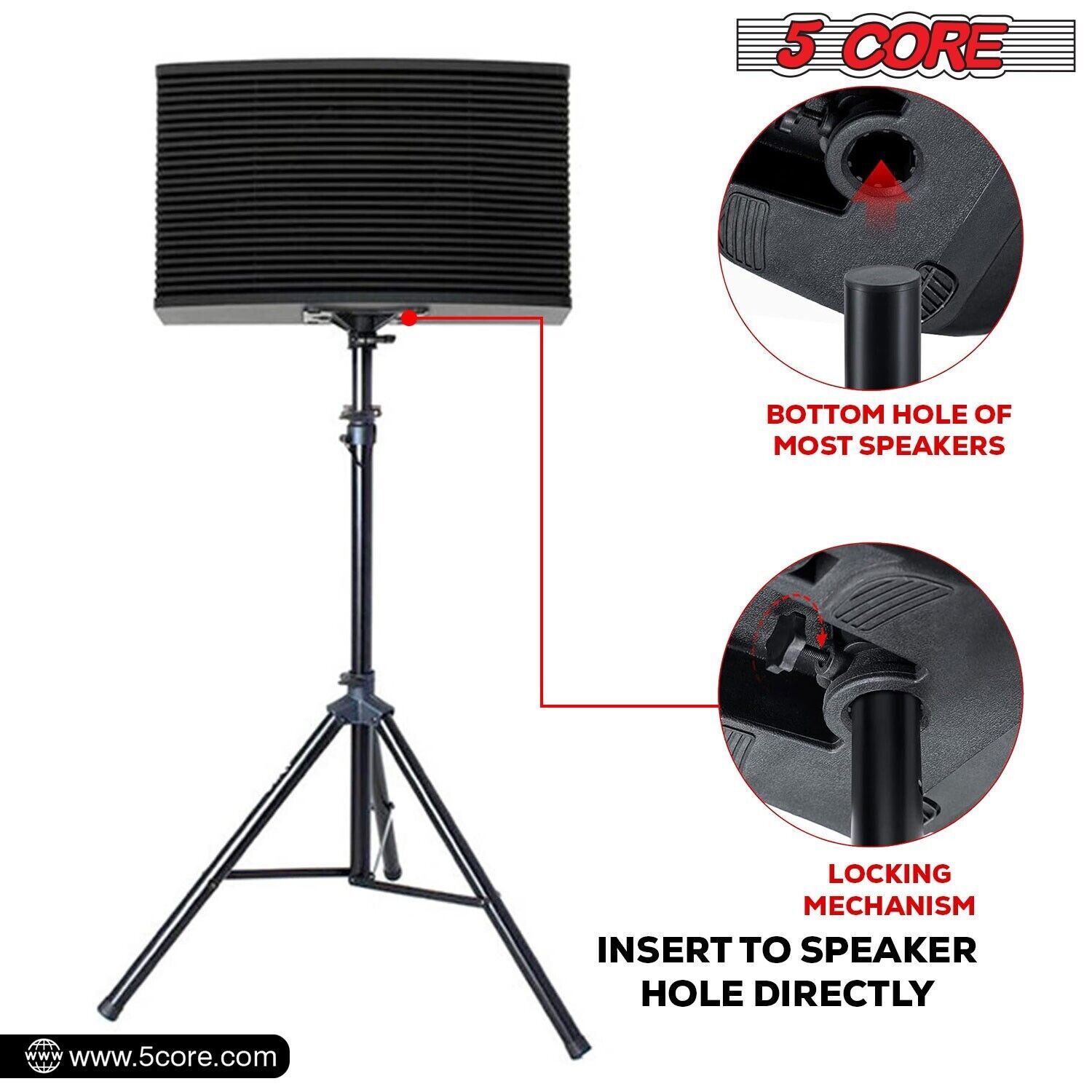 5Core Speaker Stand Tripod Tall Adjustable 72 Inch DJ Studio Monitor Stands Pole