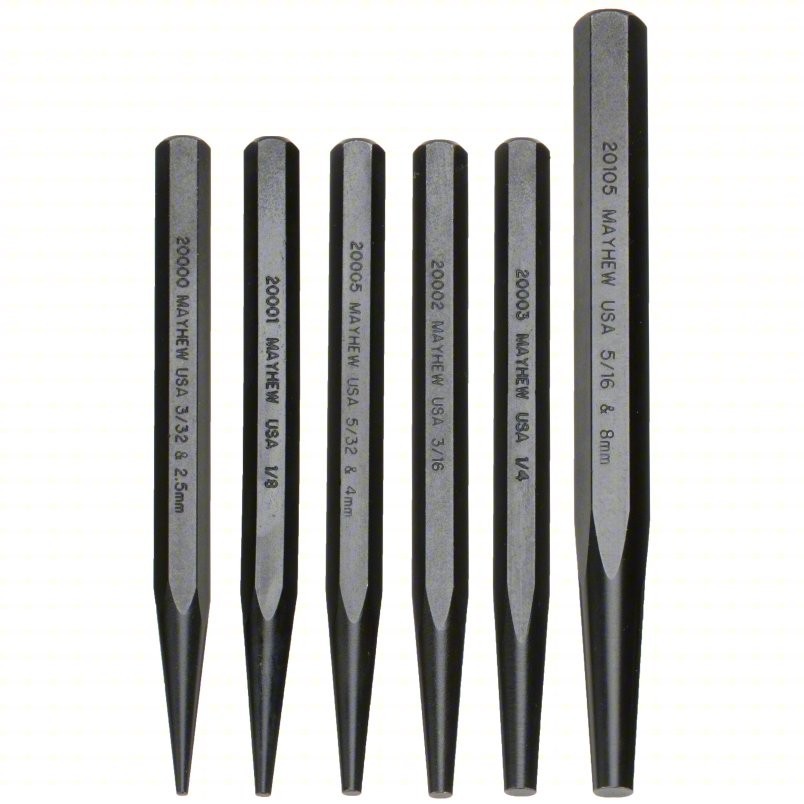 Mayhew 6-Piece Solid Punch Kit 61340 USA Warranty