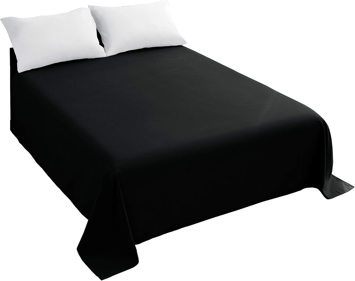 Queen Flat Sheet Black Top Sheet Premium Hotel 1-Piece Luxury & Soft 1500 Thread