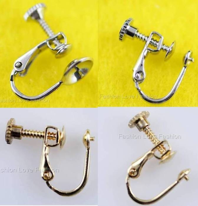 4 Pairs Clip On Screw Back Earring Findings For Pearl Stud Earrings