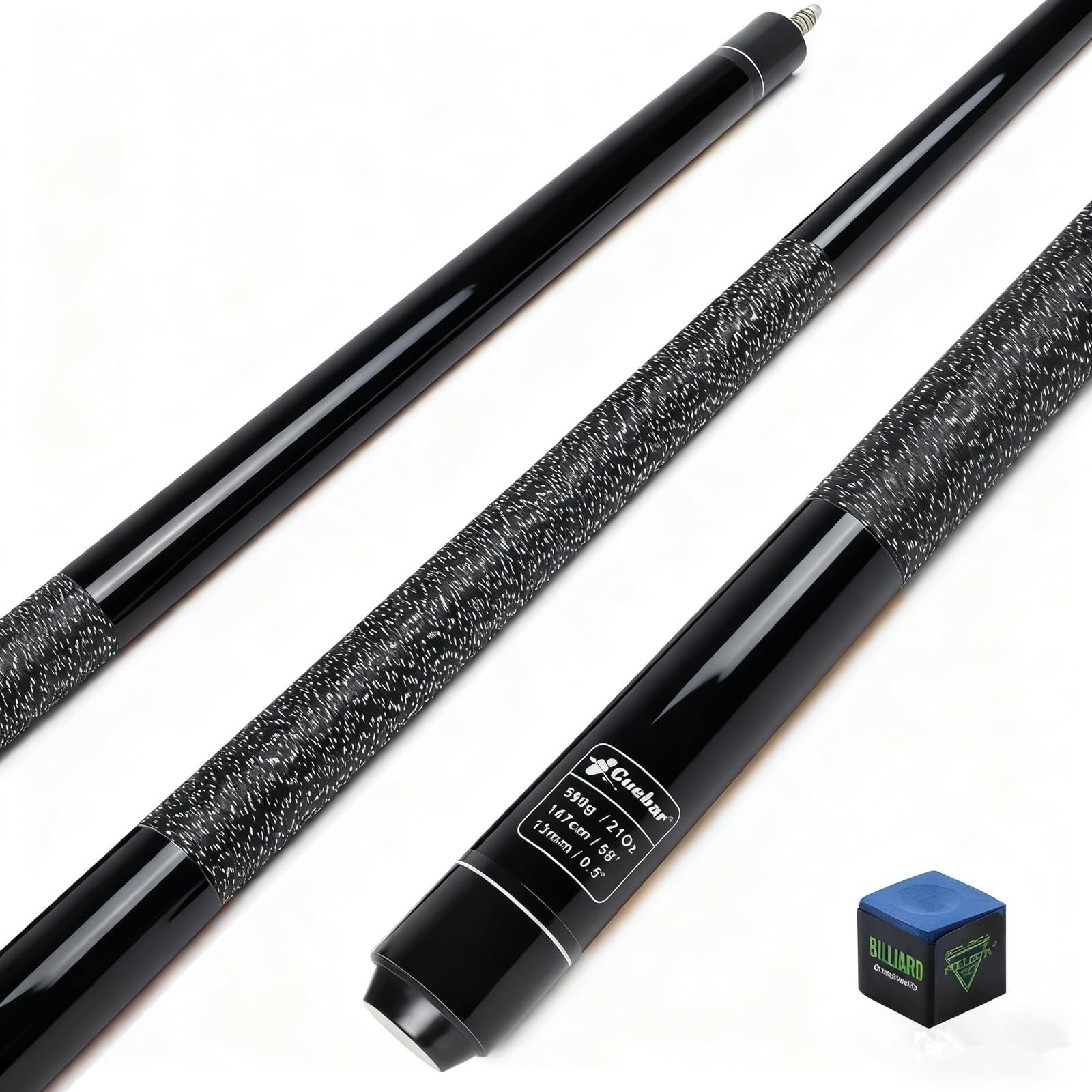 58" 2-Piece Pool Cue, 13mm Tip Low-Deflection Maple Billiard Stick | 8 Colors...