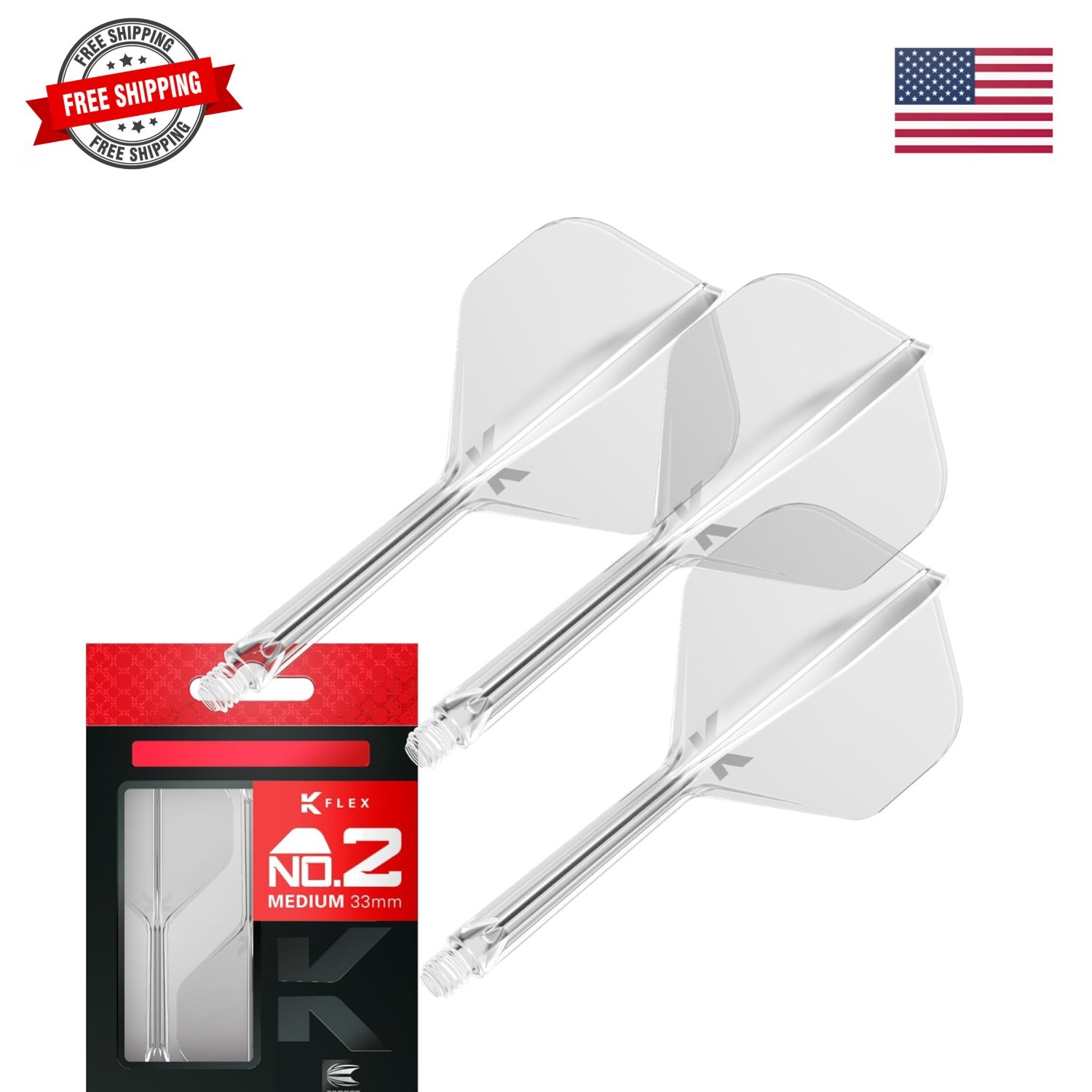 K Flex Integrated Dart Flights And Shafts, No.2 | Pack Of 3 K-Flex - No2, Kfl...