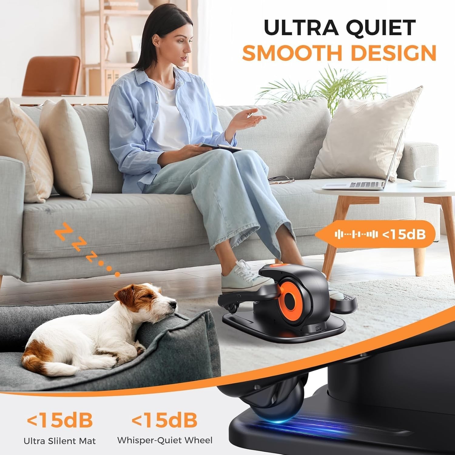 GUGTTR Under Desk Elliptical Machine, 2-in-1 Electric Leg Exerciser for Senio...