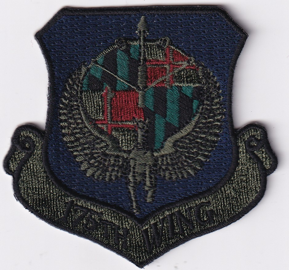 175th Wing patch cut edge muted waxback US Air Force USAF 1990s