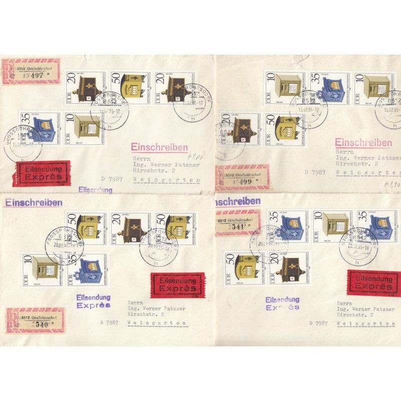 DDR 1985, Mich. No.: 2924-27 stamped requires letter Zdr. Complete
