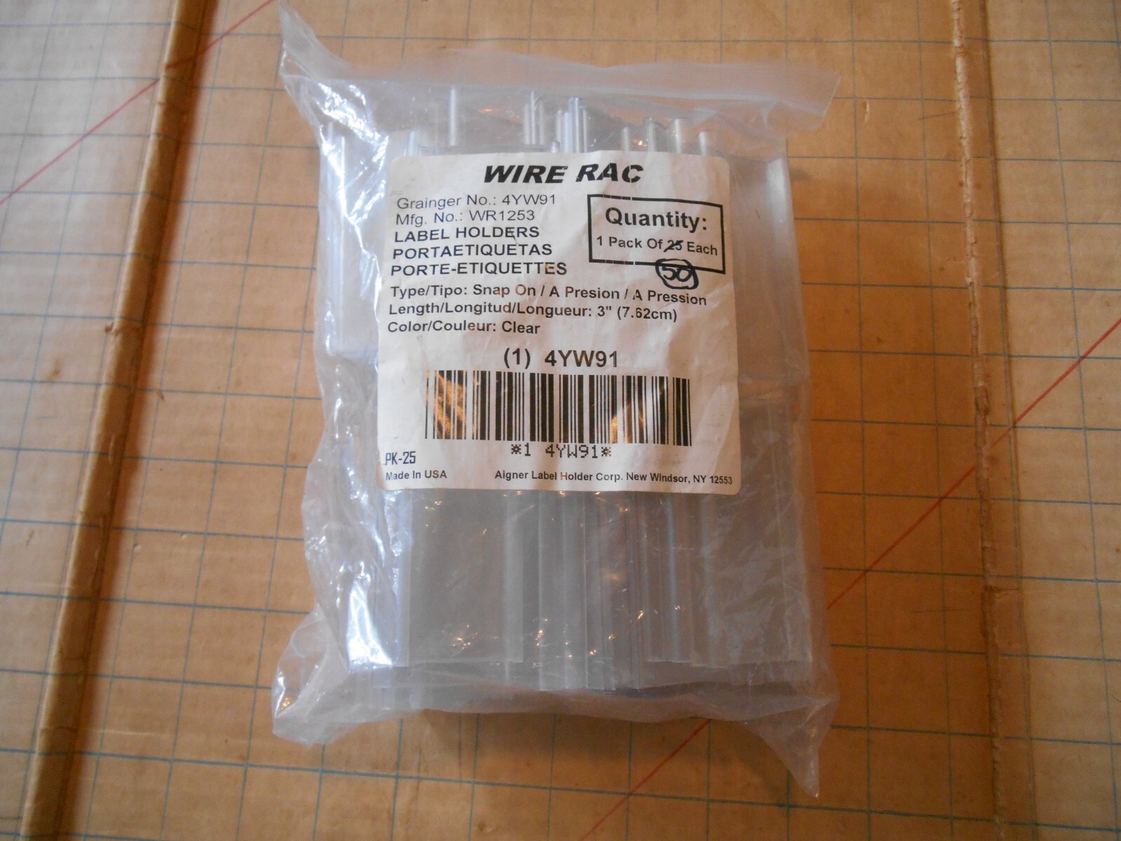 50 Wire Rack 3" SALE PRICE UPC LABEL HOLDERS LOT Rac 4YW91 Clear Plastic WR1253