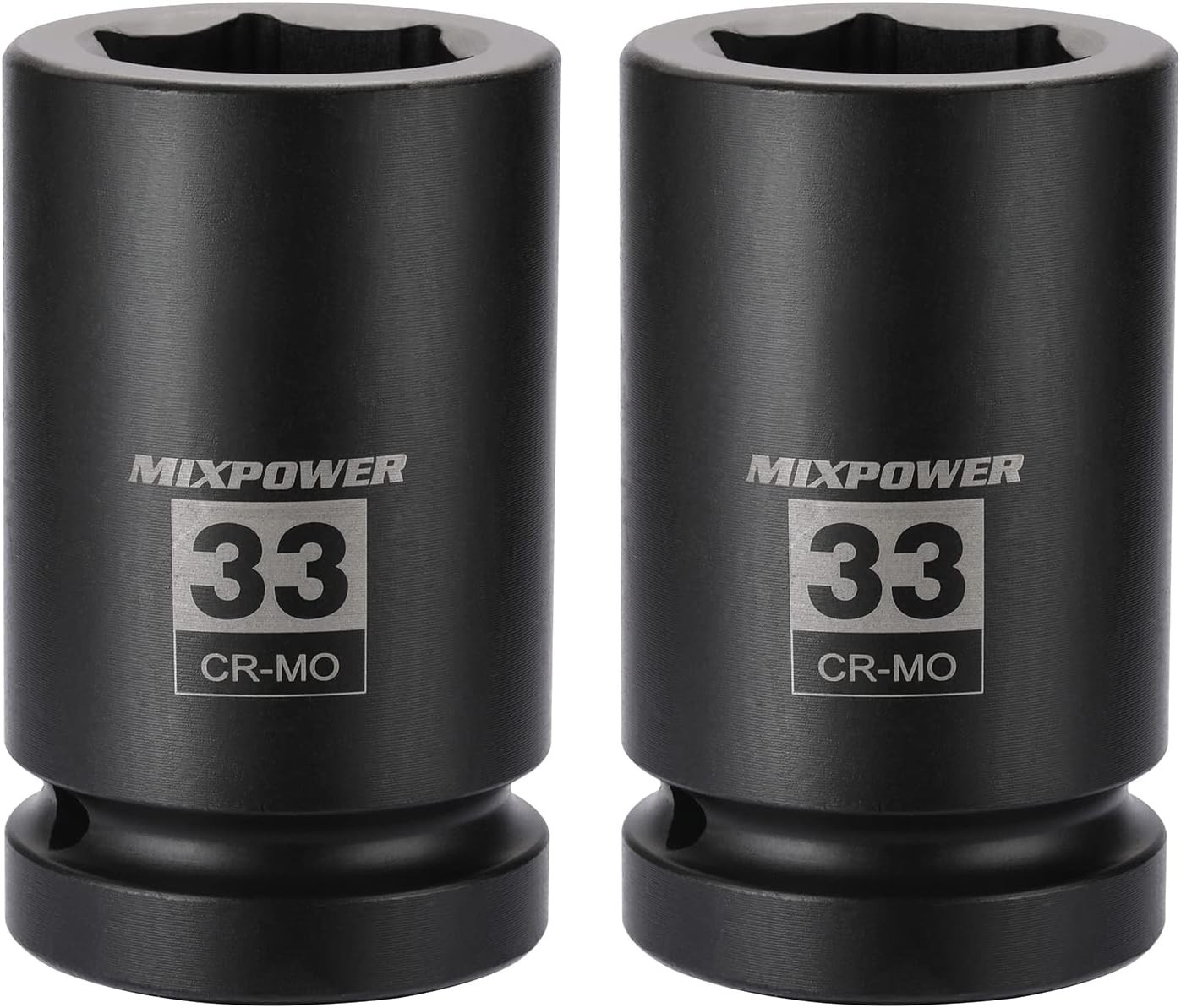 MIXPOWER 2 Pieces 1 Inch Drive Deep Impact Socket, CR-MO, 33mm (2 Pieces)