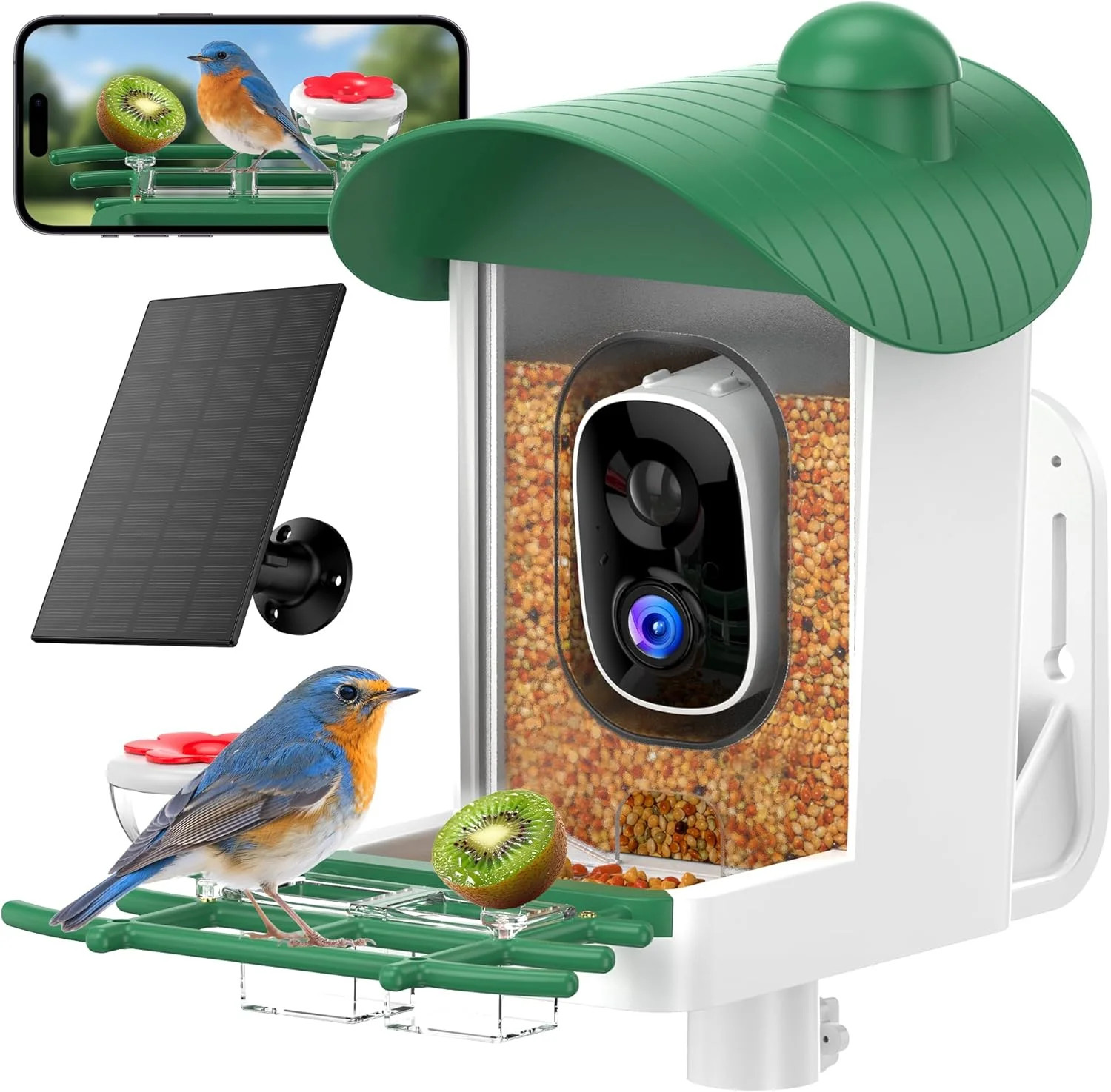 Bird Feeder with Camera, Smart Birds Cam with AI Identify BirdSpecies, Auto Rec