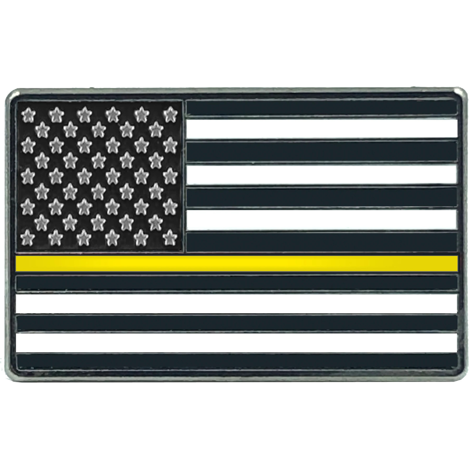 EL8-015 Thin Gold Line Flag Pin 911 Dispatcher Emergency Yellow