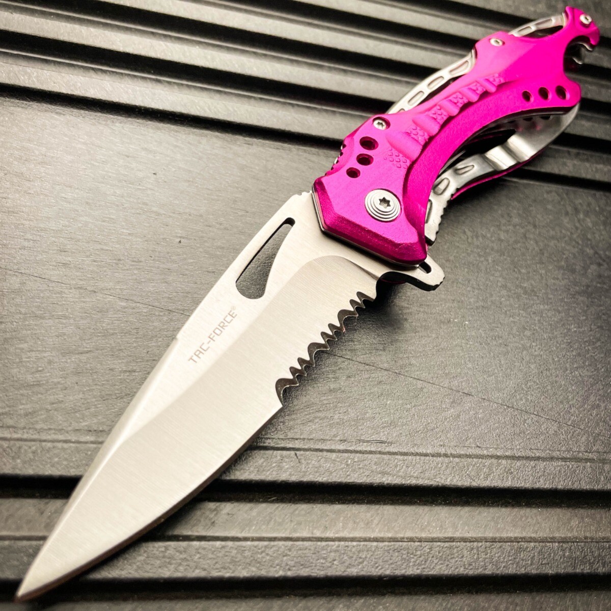 8" TAC FORCE MILITARY PINK SPRING ASSISTED TACTICAL FOLDING KNIFE Blade Pocket