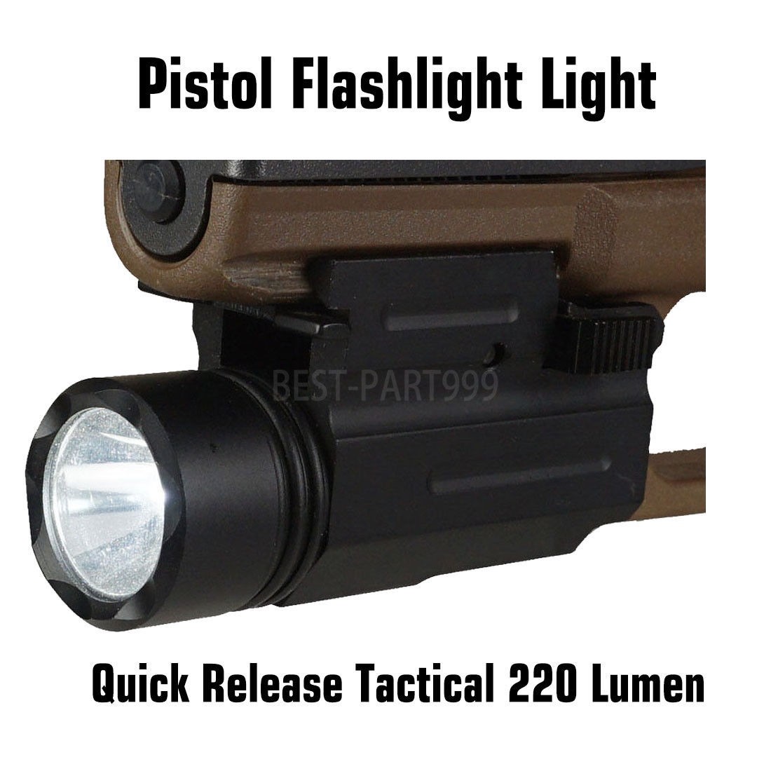 220 Lumen Tactical Pistol Flashlight with Quick Release Quick Detach QD