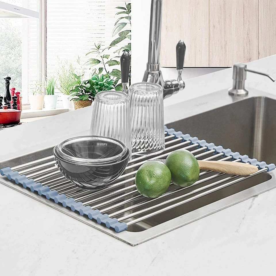 Roll Up Dish Drying Rack Over The Sink Dish Drainer for Kitchen Counter