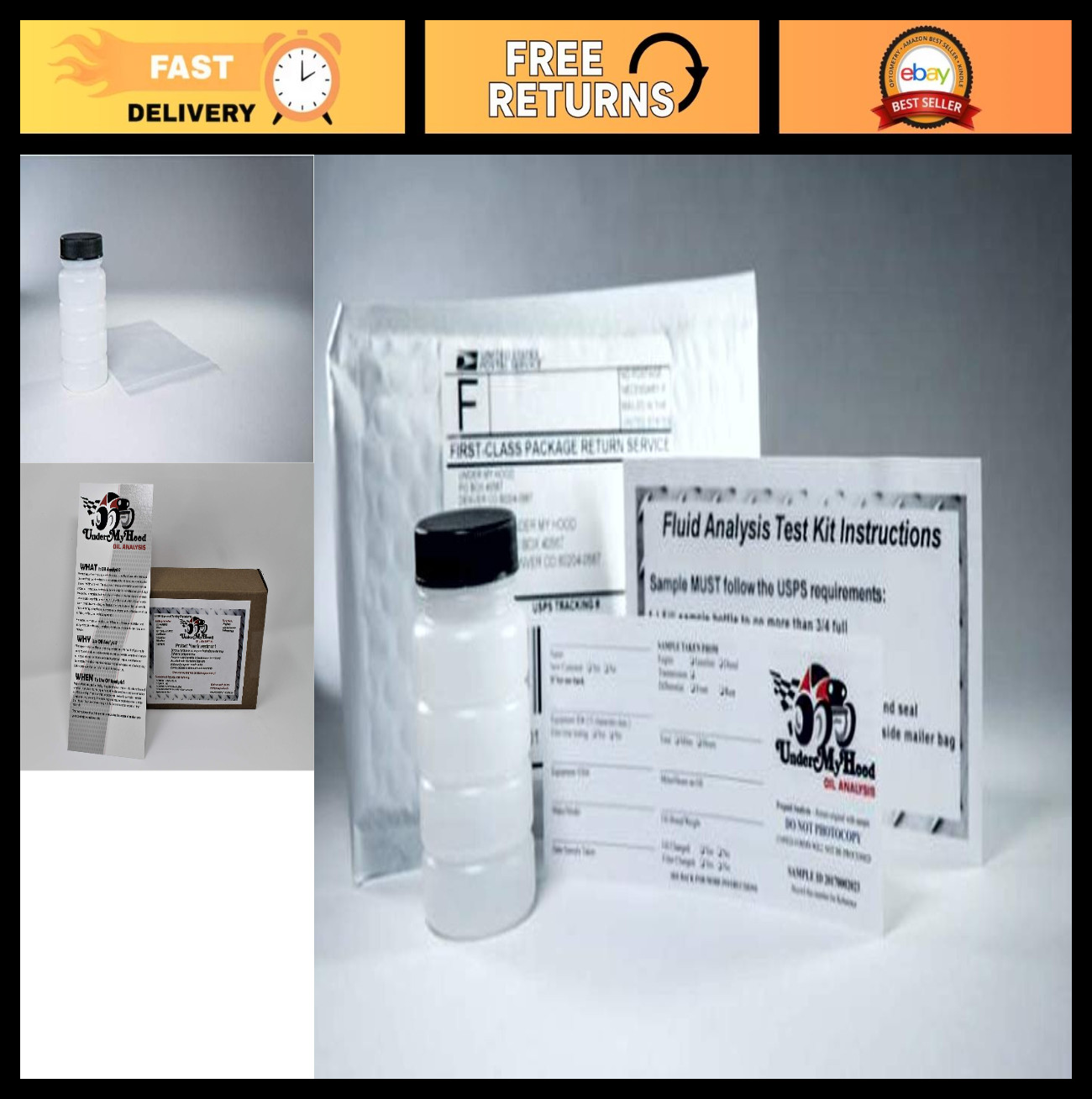 Oil Analysis Kit for Gas & Diesel Engines | Prepaid Lab Testing | Includes Retur