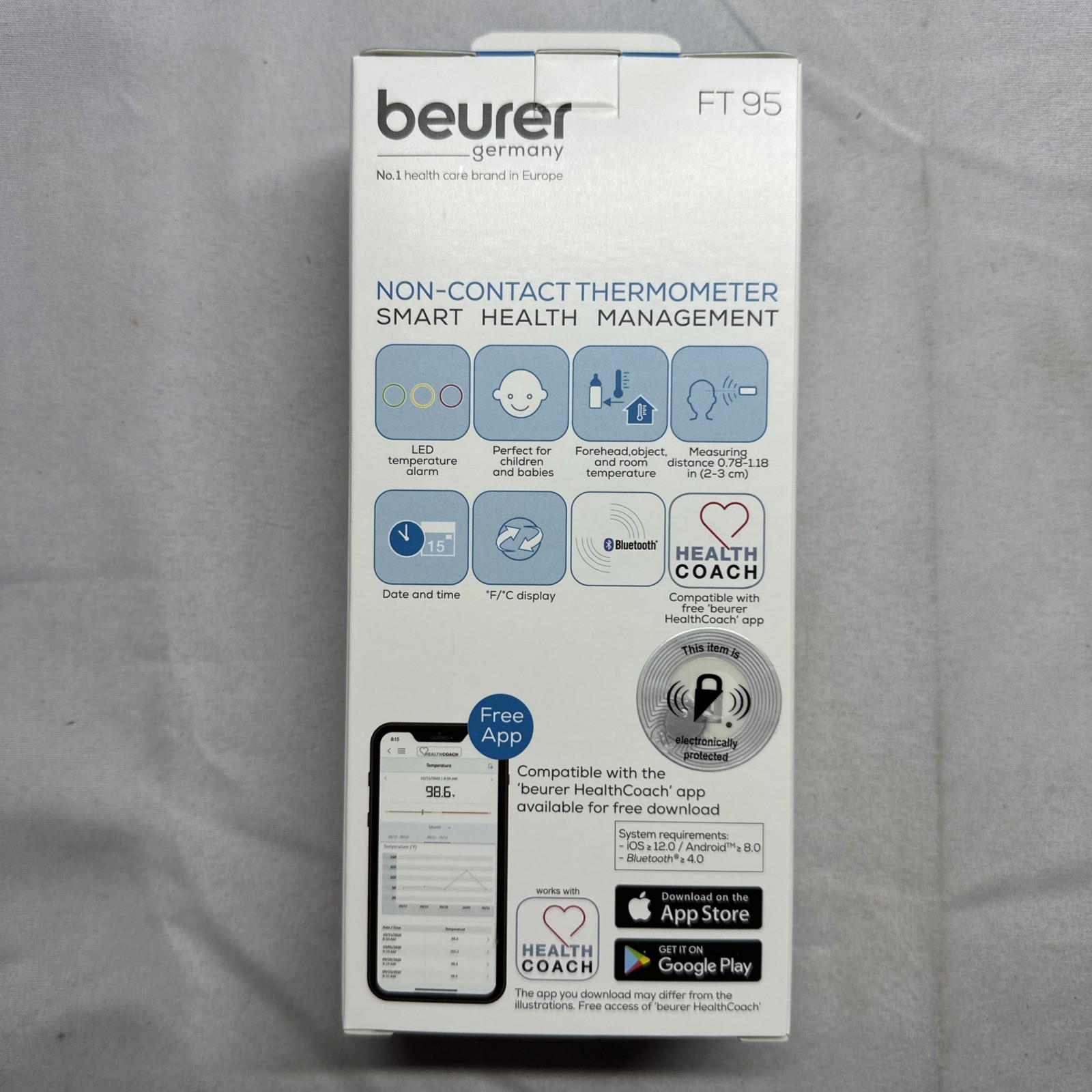 Beurer FT95 Non-Contact Bluetooth Thermometer Smart Health Management Brand New