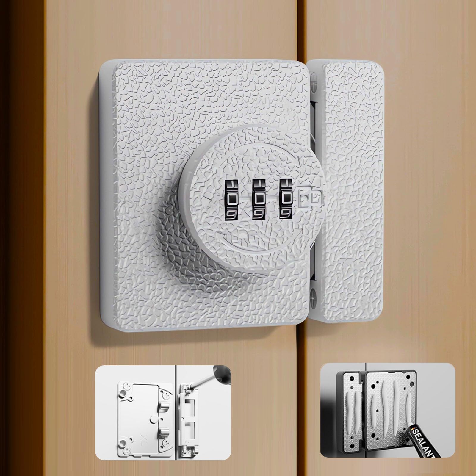 Closet Door Lock - 3-Digit Keyless Combination Cabinet Lock - Anti-Pry Cabine...
