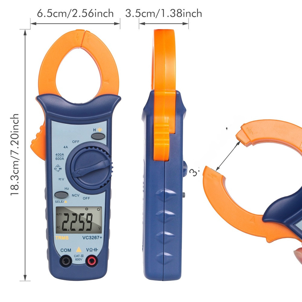 True for rms VC3267+ Clamp Meter with Auto Range Backlight and NCV for