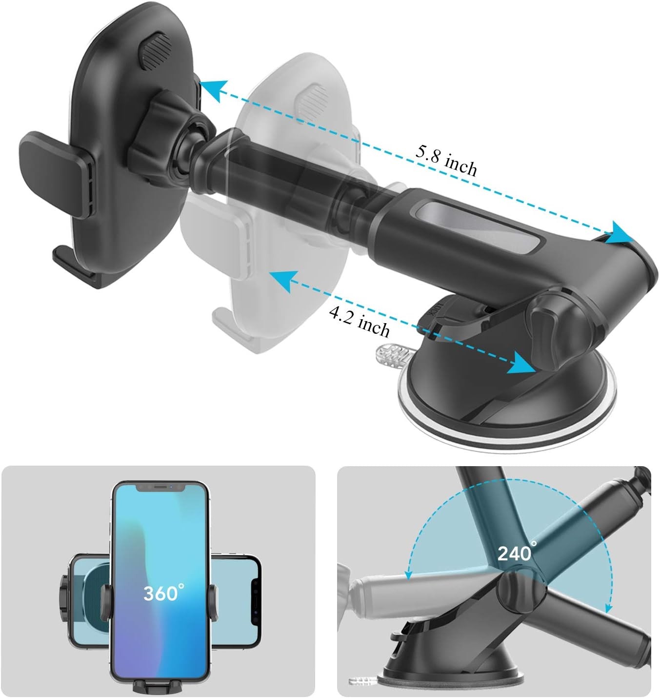 OQTIQ Replacement Suction Cup Mount Part, with Dashboard Black