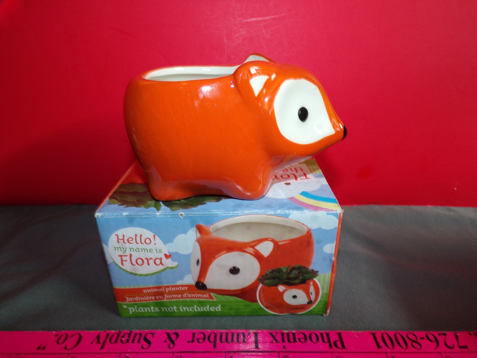 Flora the FOX Orange/White Ceramic Animal 5"X3"X3" Mini Succulent Planter NIB