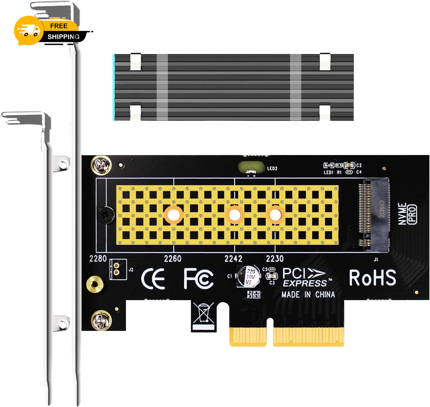 PA09-HS M.2 Nvme to Pcie 4.0 X4 Adapter with M.2 Heatsink for M.2 Nvme SSD