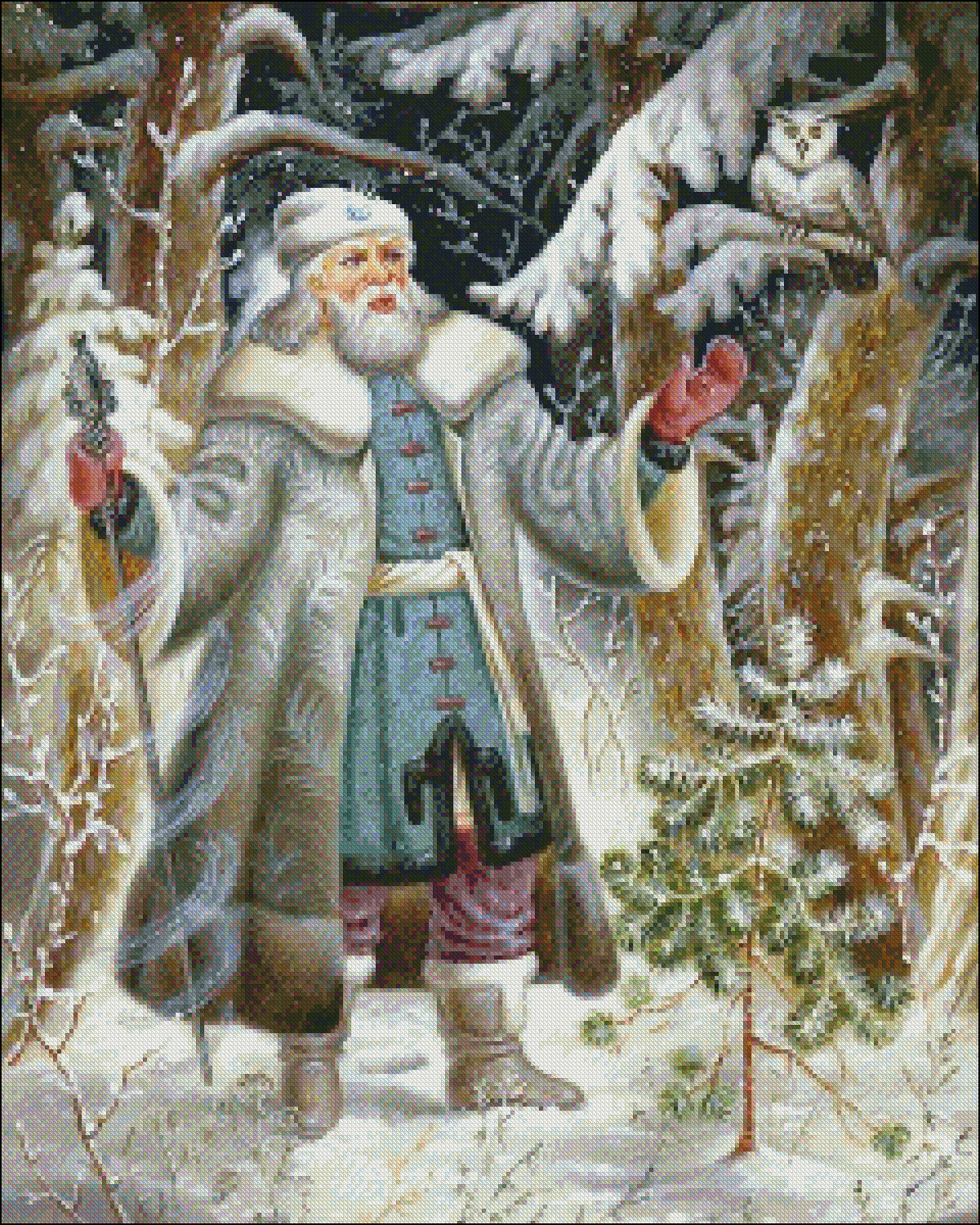 Arctic Santa Claus 2 - Chart Counted Cross Stitch Patterns Needlework DIY DMC