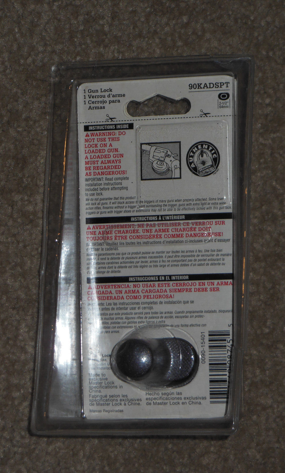 Master Lock 90KADSPT Gun Lock Sealed Package New