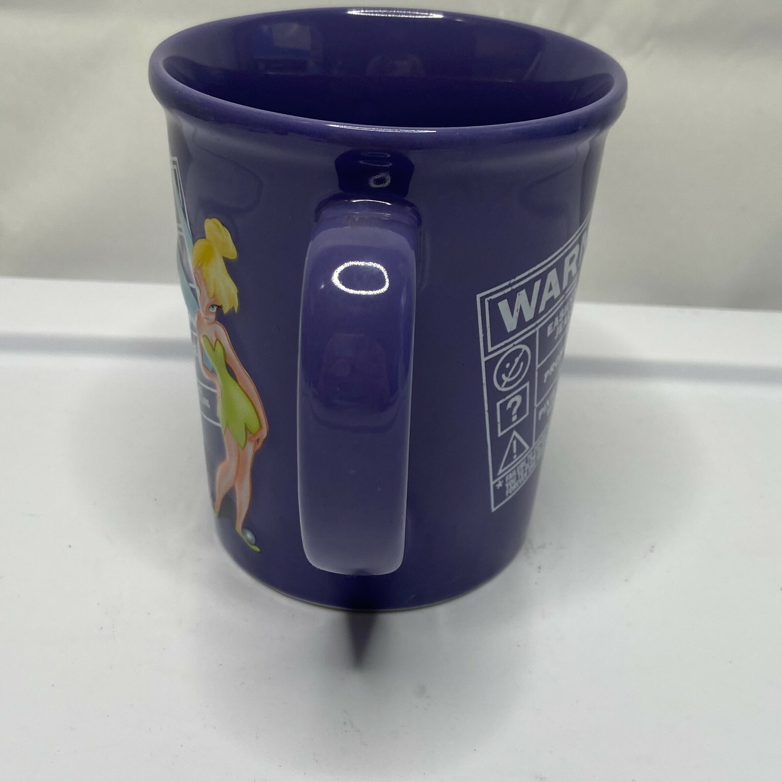 Disney Store Tinkerbell Warning Pixie Jealous Vanity Purple Coffee Tea Mug Cup