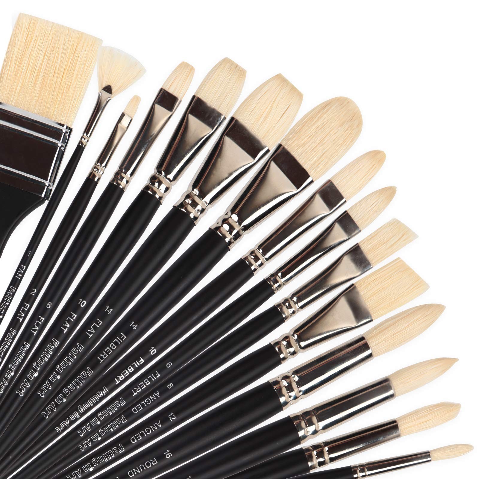 Natural Bristle Professional Paintbrushes Set | 15PCS Long Handled Paint Brushes