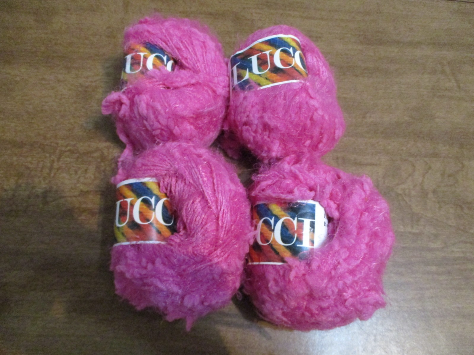 LUCCI WOOLY YARN VIVID PINK LOT OF 4