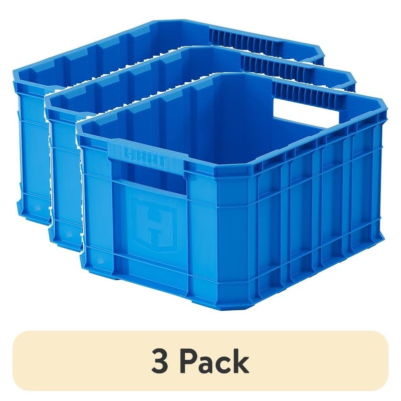 Durable Stackable Plastic Utility Crate W/ Ergonomic Handles Home Storage New