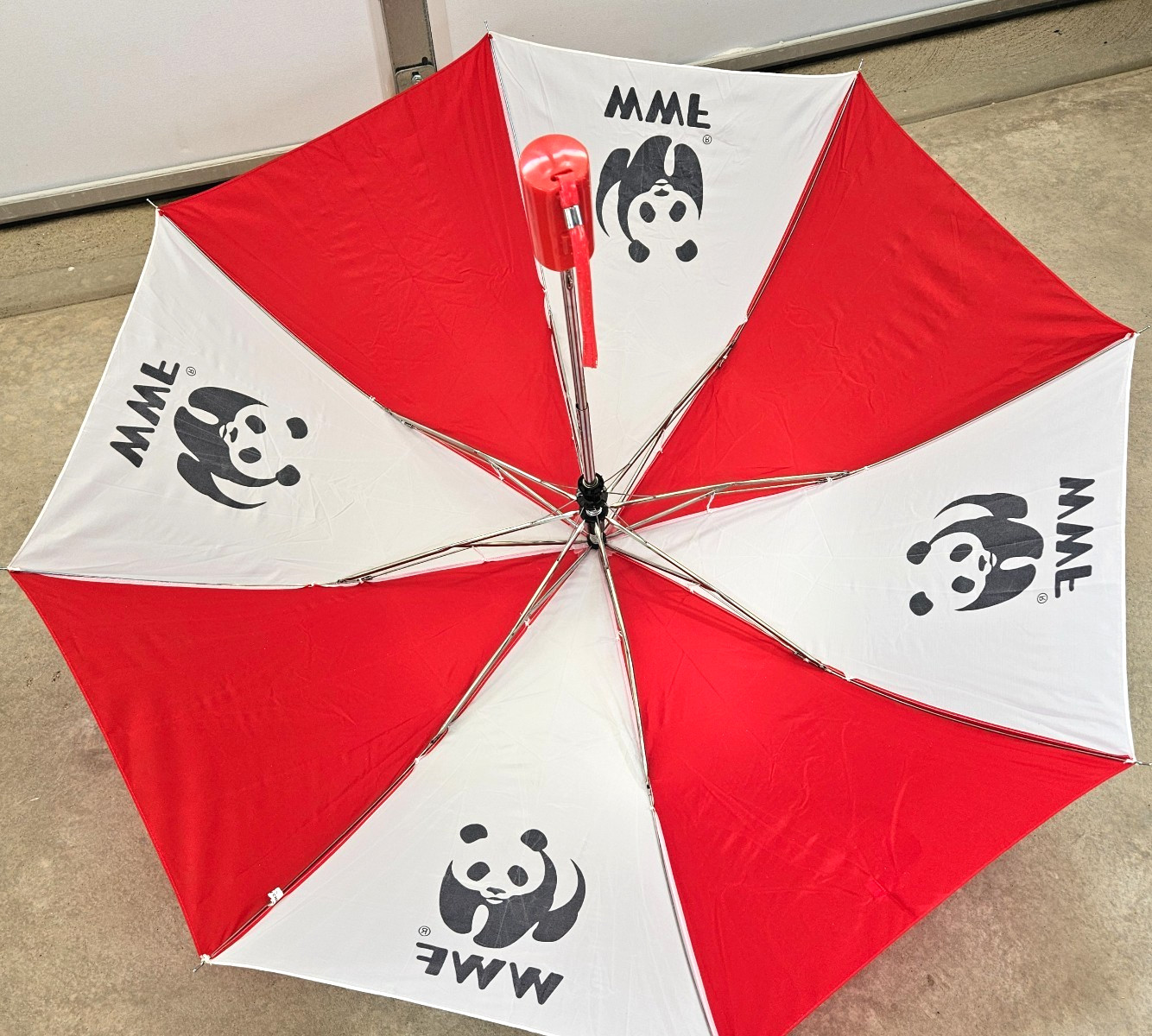 Vintage World Wildlife Foundation WWF Umbrella - Red White - Panda -New
