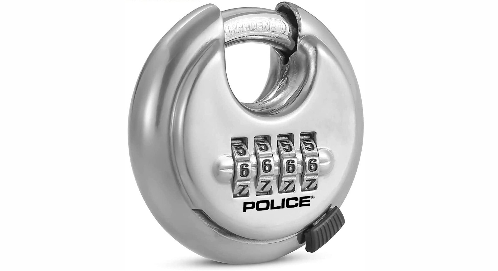 POLICE Combination Disc Padlock Stainless Steel Round Hardened Shackle Lock