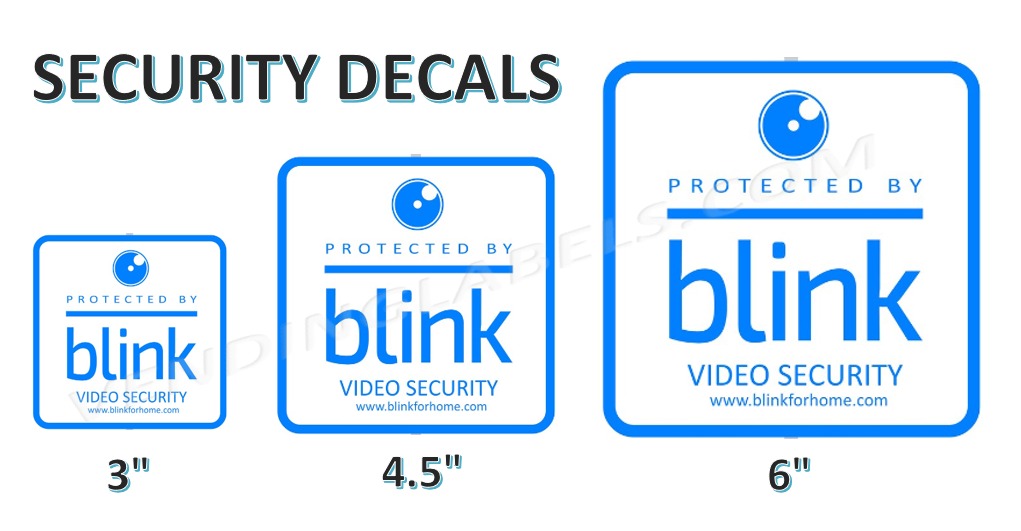 BLINK Home Security Decal Sticker Camera Door Window Decal