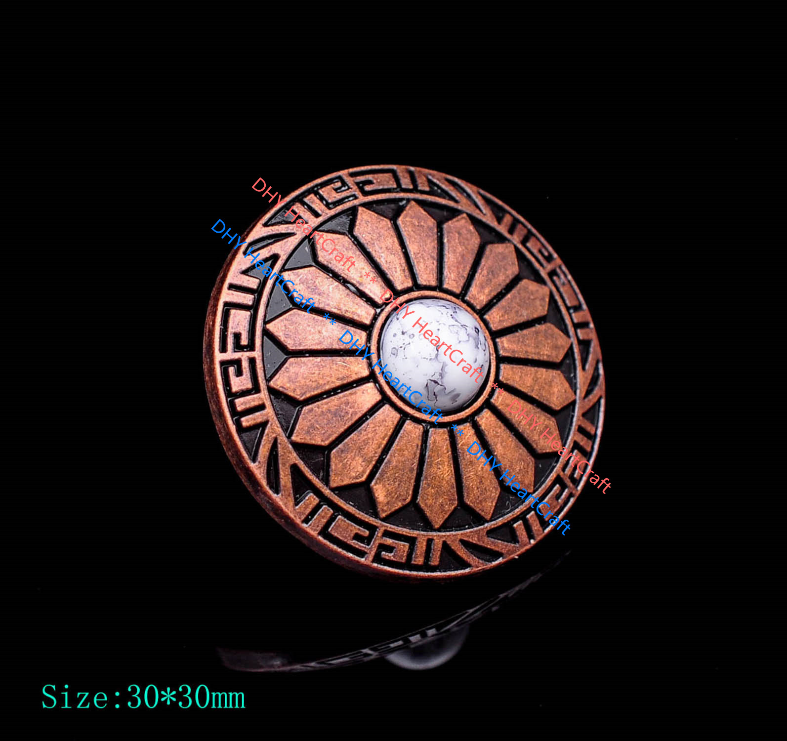 10X Retro Copper Sun Flower Replacement Turquoise Concho For Bridle Leathercraft