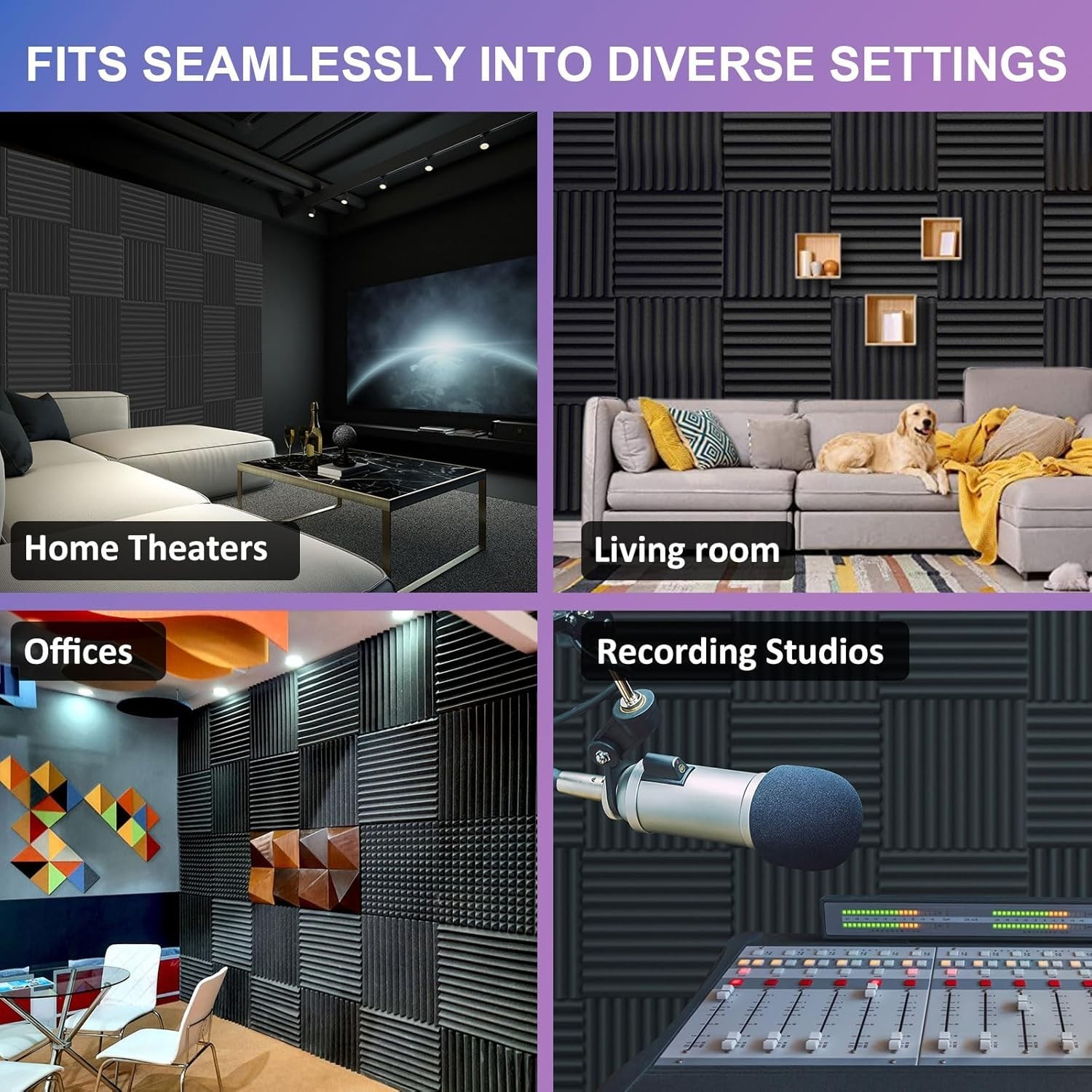 12 Pack Acoustic Foam Panels, 1" X 12" X 12" Sound Proof Foam Panels for Wall...