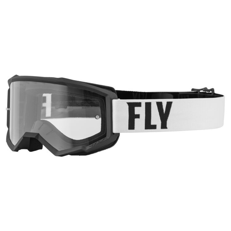 Fly Racing Youth Focus Goggles Black / White w/ Clear Lens - YOUTH