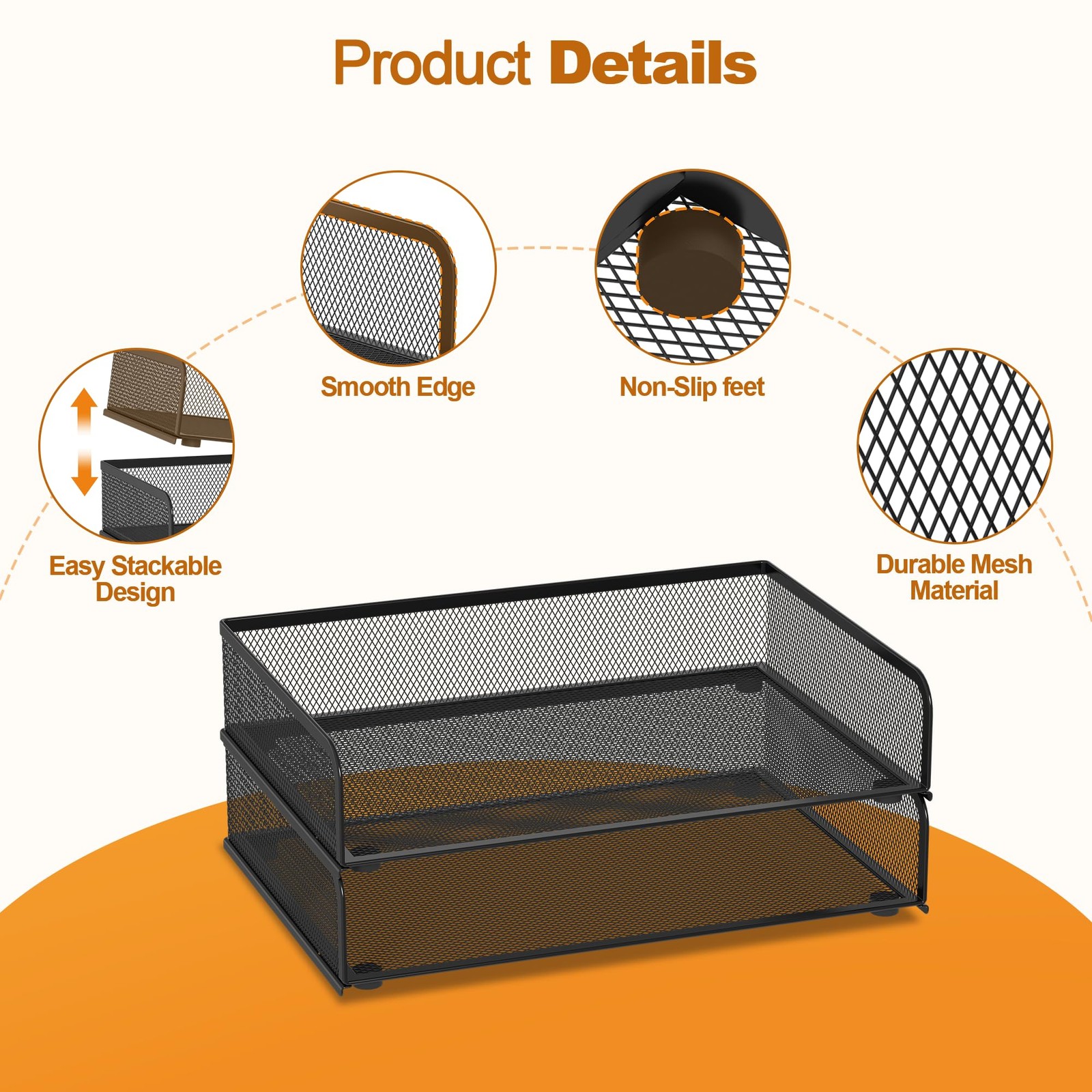2-Pack Metal Mesh Stackable Paper Letter Trays Organizer for Classroom,Office...
